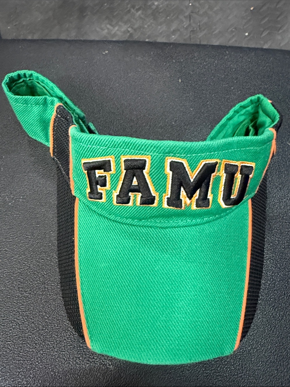 Russell Athletic Green FAMU Visor with Orange Trim